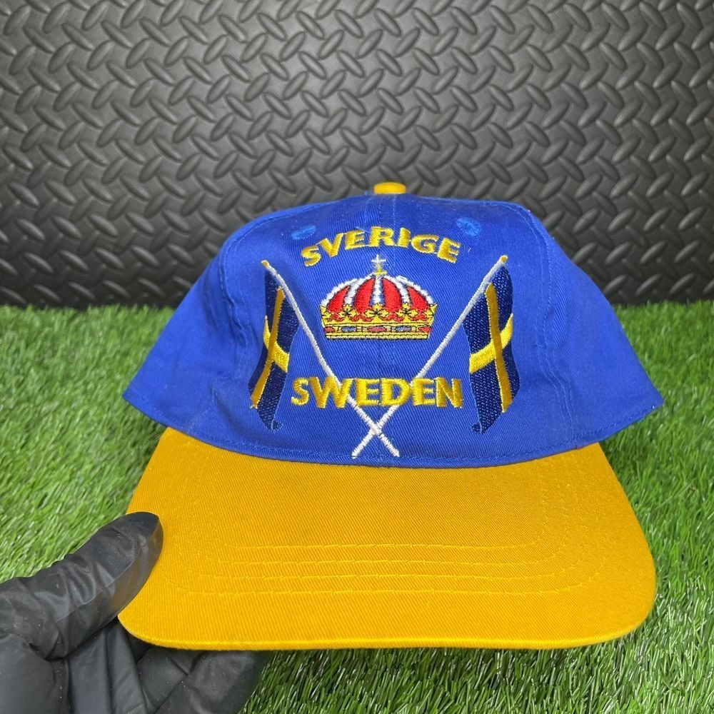 Vintage‎ Sweden Sverige Blue Yellow Snapback Hat AF 90's Men's Free Size